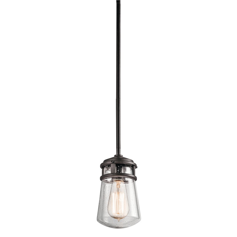 Kichler 49446AZ Lyndon One Light Outdoor Pendant, Architectural Bronze
