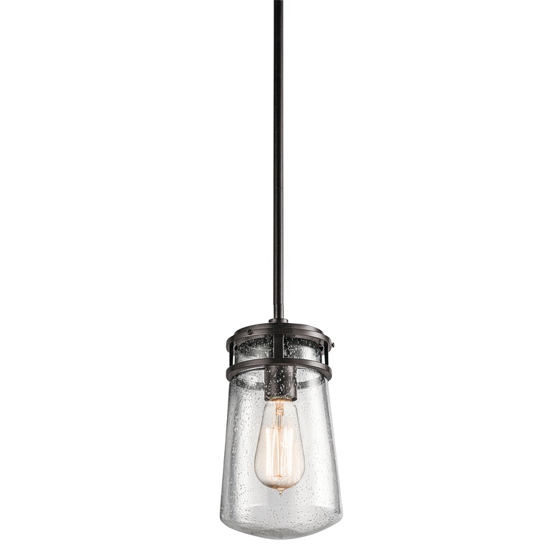 Kichler 49447AZ Lyndon One Light Outdoor Pendant, Architectural Bronze