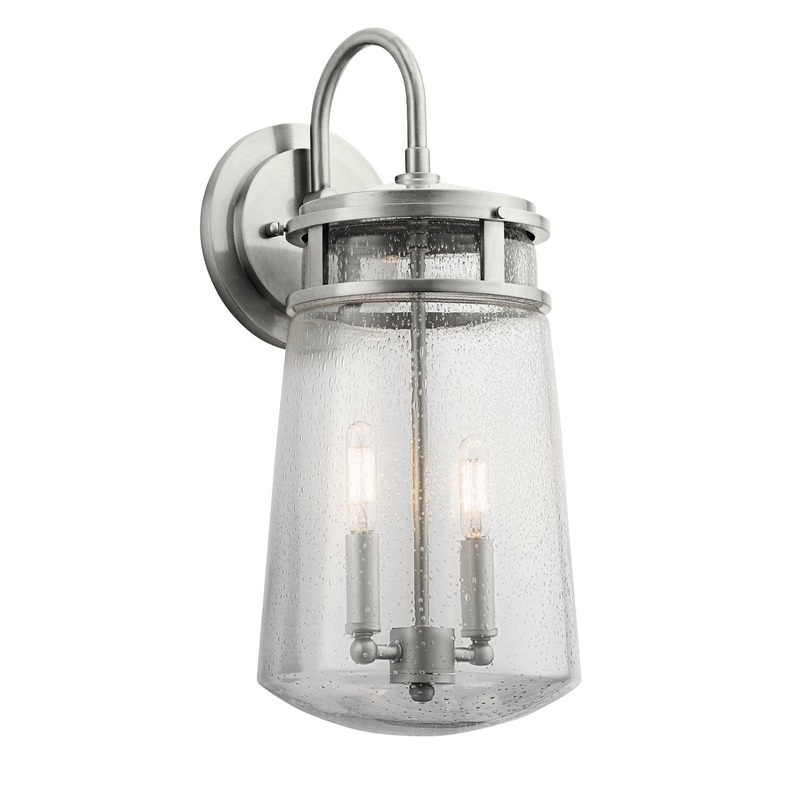 Kichler 49496BA Lyndon Two Light Outdoor Wall Mount, Brushed Aluminum