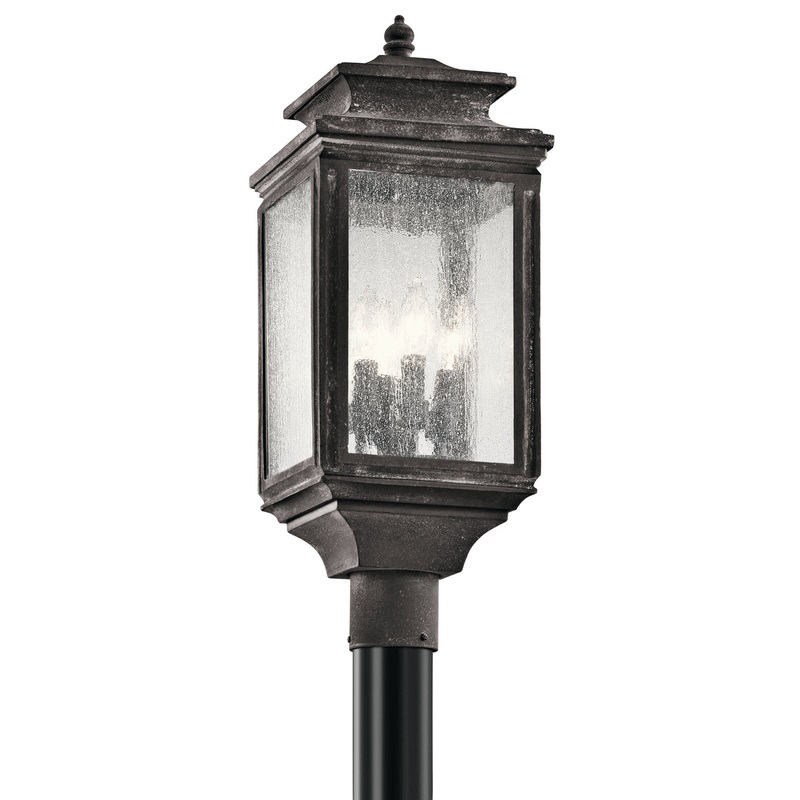 Kichler 49506WZC Wiscombe Park Four Light Outdoor Post Mount, Weathered Zinc