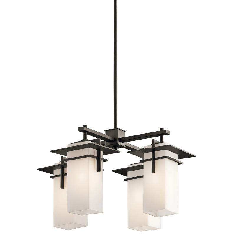 Kichler 49638OZ Caterham Four Light Outdoor Chandelier, Olde Bronze