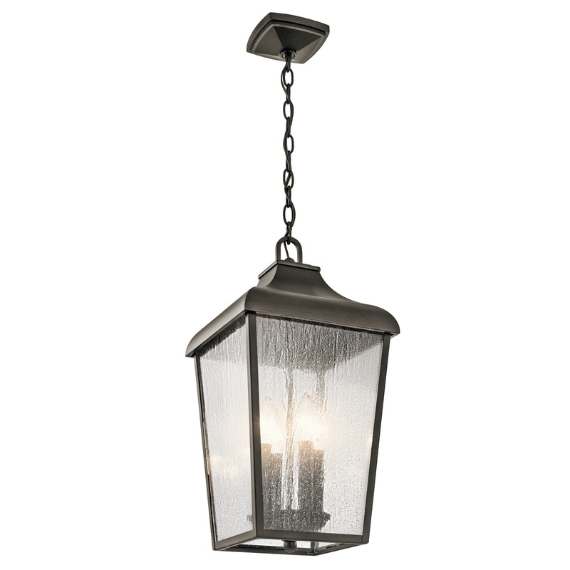 Kichler 49740OZ Forestdale Four Light Outdoor Pendant, Olde Bronze