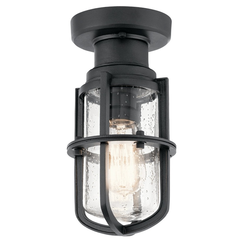 Kichler 49861BKT Suri One Light Outdoor Ceiling Mount, Textured Black (Discontinued)