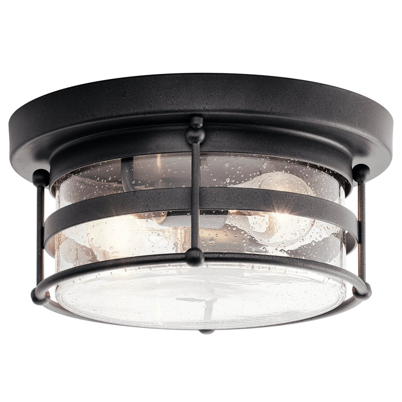 Kichler 49965AVI Mill Lane Two Light Outdoor Ceiling Mount, Anvil Iron