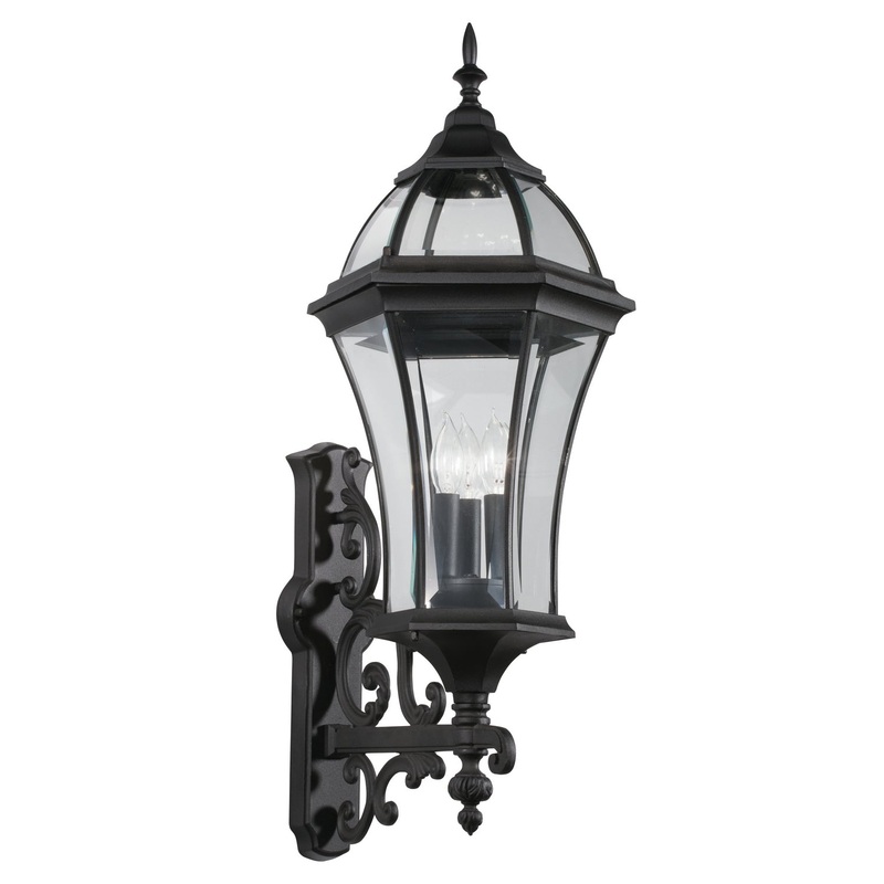 Kichler 49185BK Townhouse Three Light Outdoor Wall Mount, Black