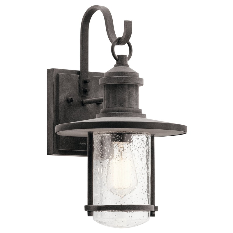Kichler 49193WZC Riverwood One Light Outdoor Wall Mount, Weathered Zinc