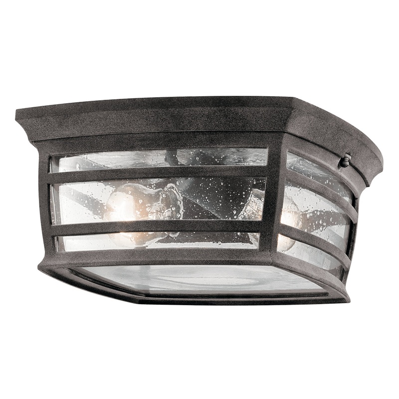Kichler 49277WZC Wiscombe Park Two Light Outdoor Ceiling Mount, Weathered Zinc (Discontinued)