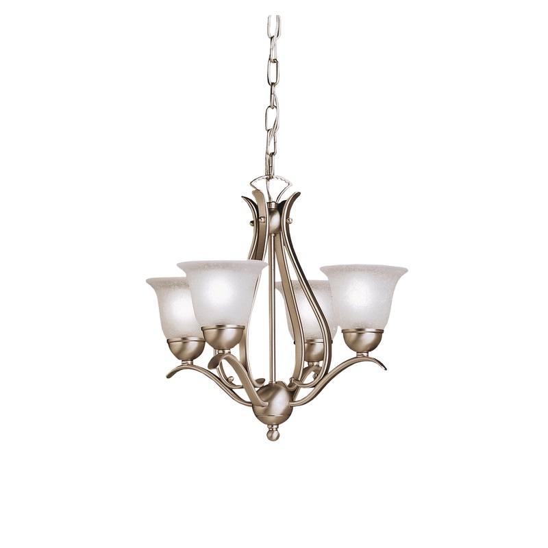 Kichler 2019NI Dover Four Light Mini Chandelier, Brushed Nickel
