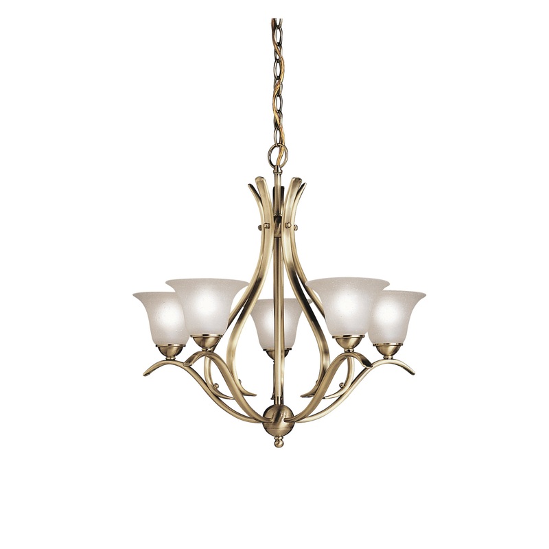 Kichler 2020AB Dover Five Light Chandelier, Antique Brass
