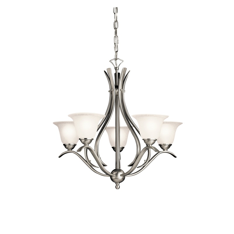 Kichler 2020NI Dover Five Light Chandelier, Brushed Nickel