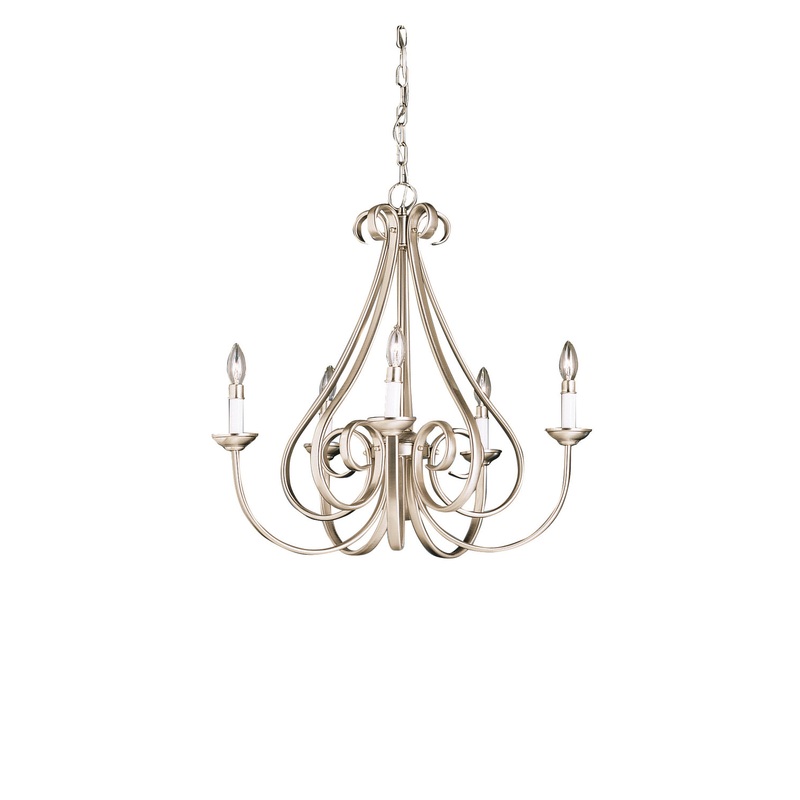 Kichler 2021NI Dover Five Light Chandelier, Brushed Nickel