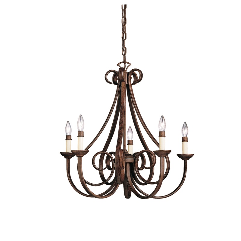 Kichler 2021TZ Dover Five Light Chandelier, Tannery Bronze