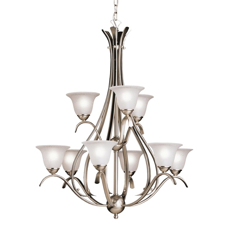 Kichler 2520NI Dover Nine Light Chandelier, Brushed Nickel