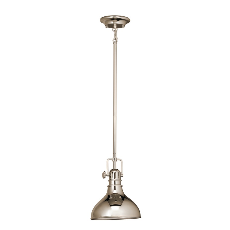 Kichler 2664PN Hatteras Bay One Light Mini Pendant, Polished Nickel