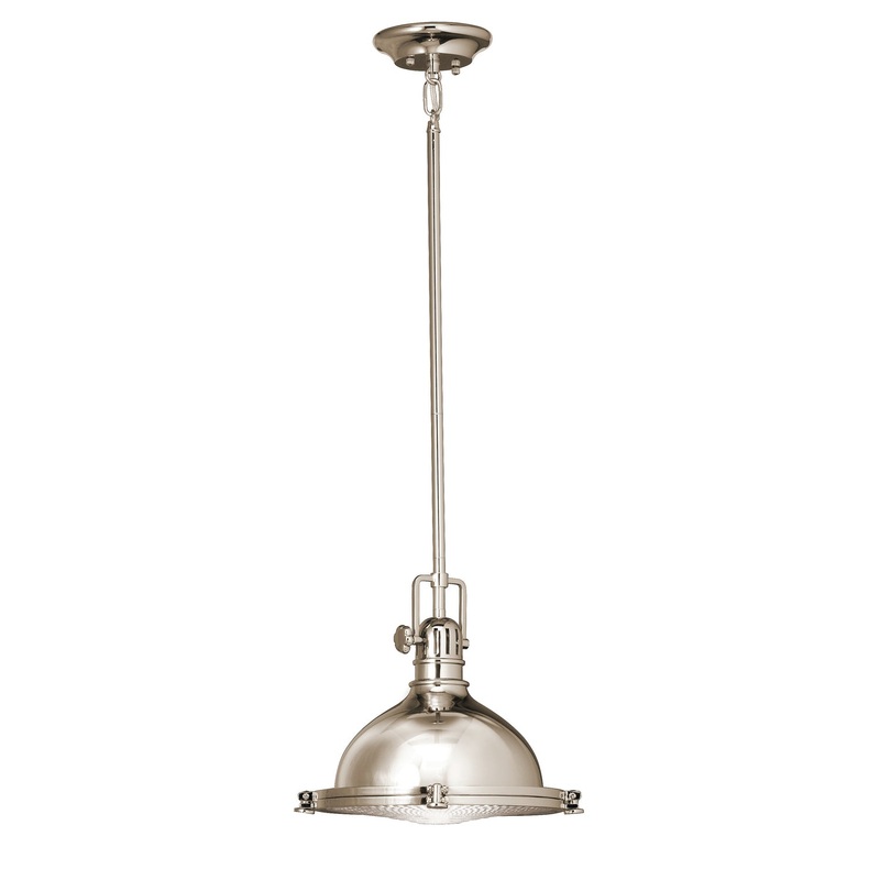Kichler 2665PN Hatteras Bay One Light Pendant, Polished Nickel