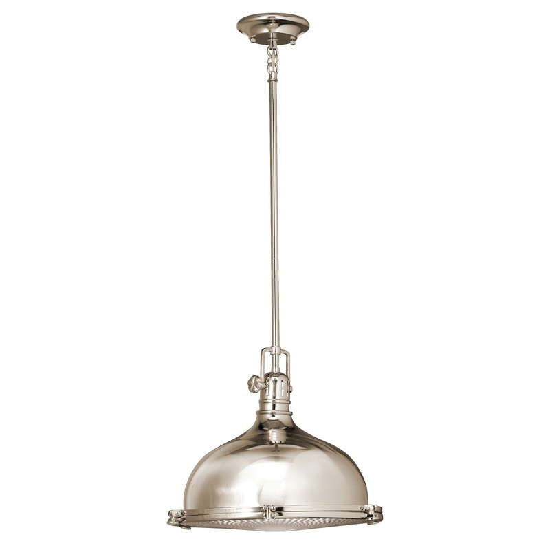 Kichler 2666PN Hatteras Bay One Light Pendant, Polished Nickel