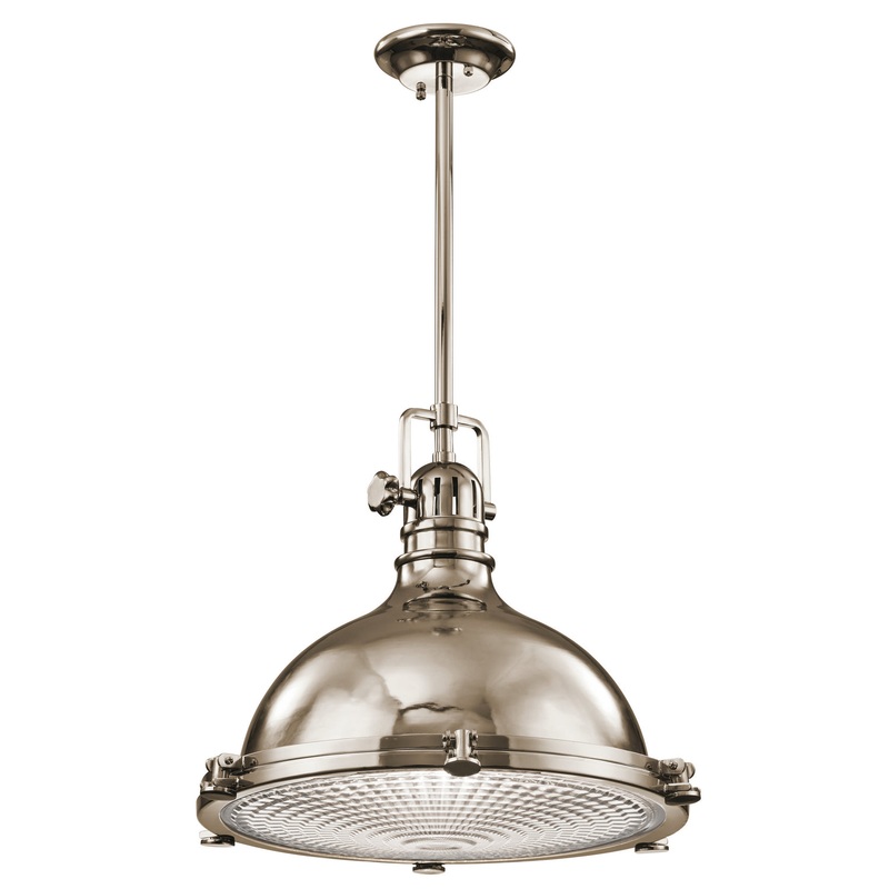 Kichler 2682PN Hatteras Bay One Light Pendant, Polished Nickel