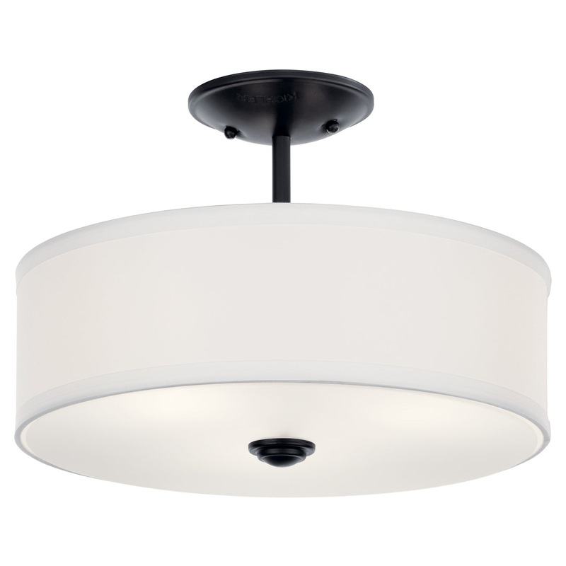 Kichler 43675BK Shailene Three Light Semi Flush Mount, Black