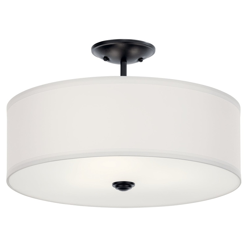 Kichler 43692BK Shailene Three Light Semi Flush Mount, Black
