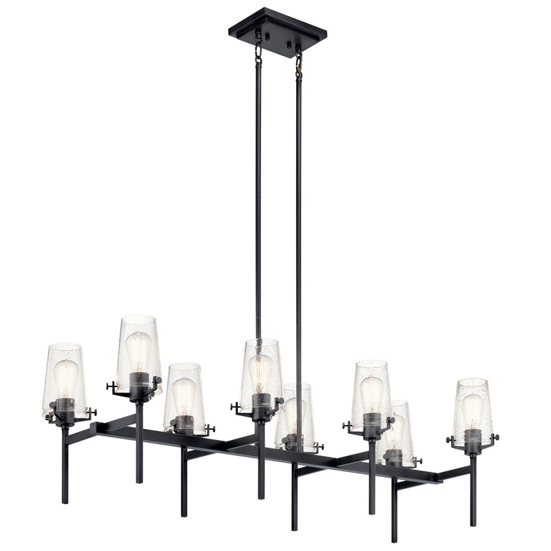 Kichler 43696BK Alton Eight Light Linear Chandelier, Black