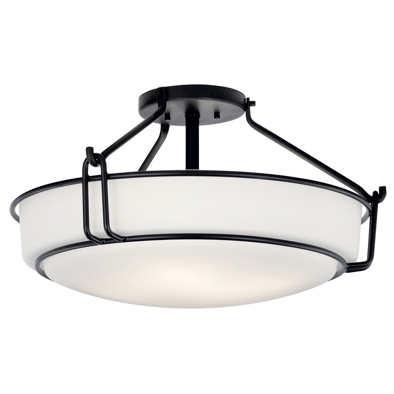 Kichler 44086BK Alkire Four Light Semi Flush Mount, Black