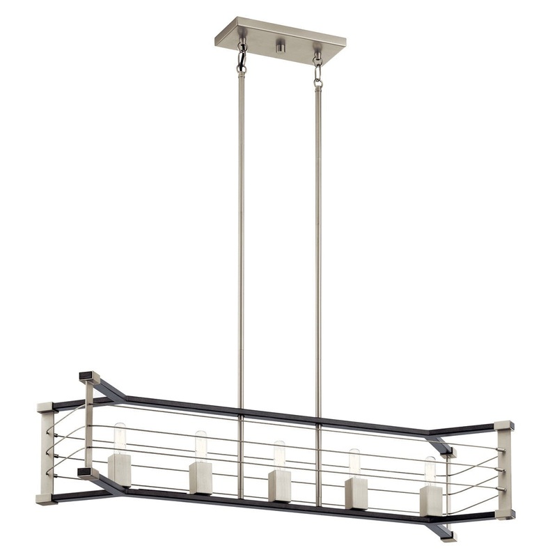Kichler 44250MOK Lente Five Light Linear Chandelier, Midnight Oak