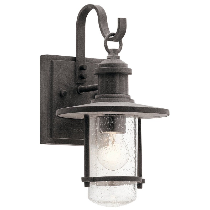 Kichler 49191WZC Riverwood One Light Outdoor Wall Mount, Weathered Zinc