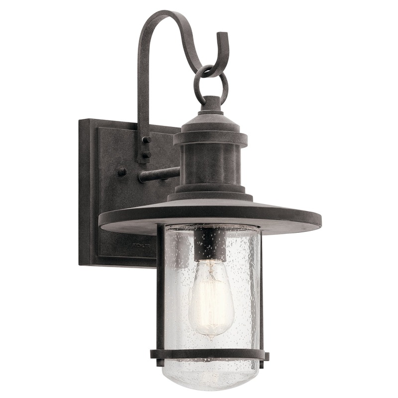 Kichler 49194WZC Riverwood One Light Outdoor Wall Mount, Weathered Zinc