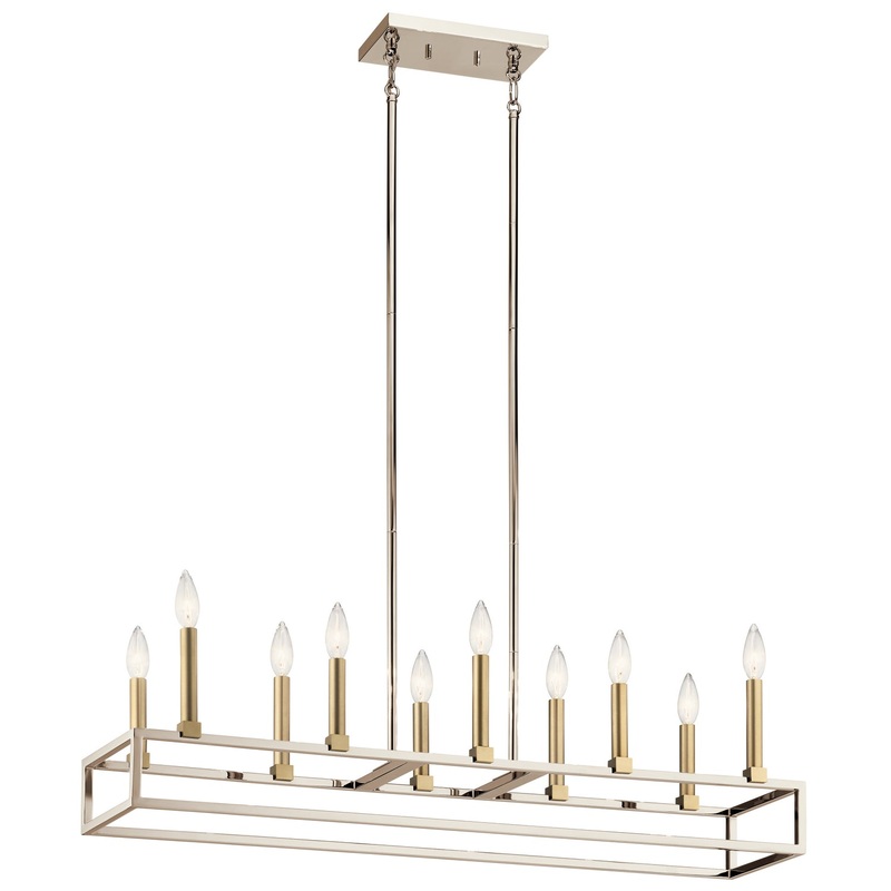 Kichler 44110PN Finet Ten Light Linear Chandelier, Polished Nickel (Discontinued)