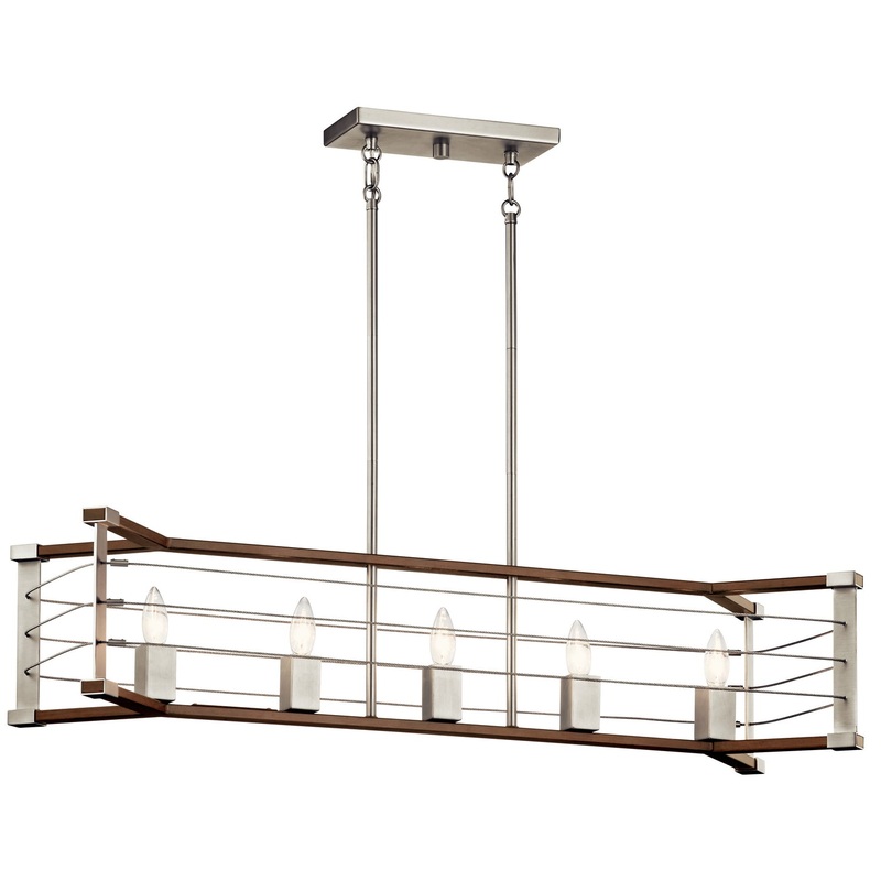 Kichler 44250NI Lente Five Light Linear Chandelier, Brushed Nickel