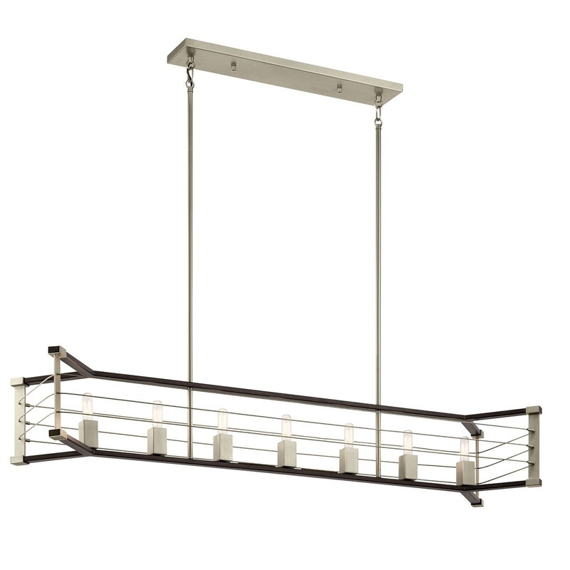Kichler 44252MOK Lente Seven Light Linear Chandelier, Midnight Oak
