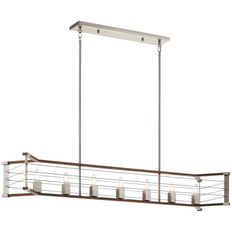 Kichler 44252NI Lente Seven Light Linear Chandelier, Brushed Nickel