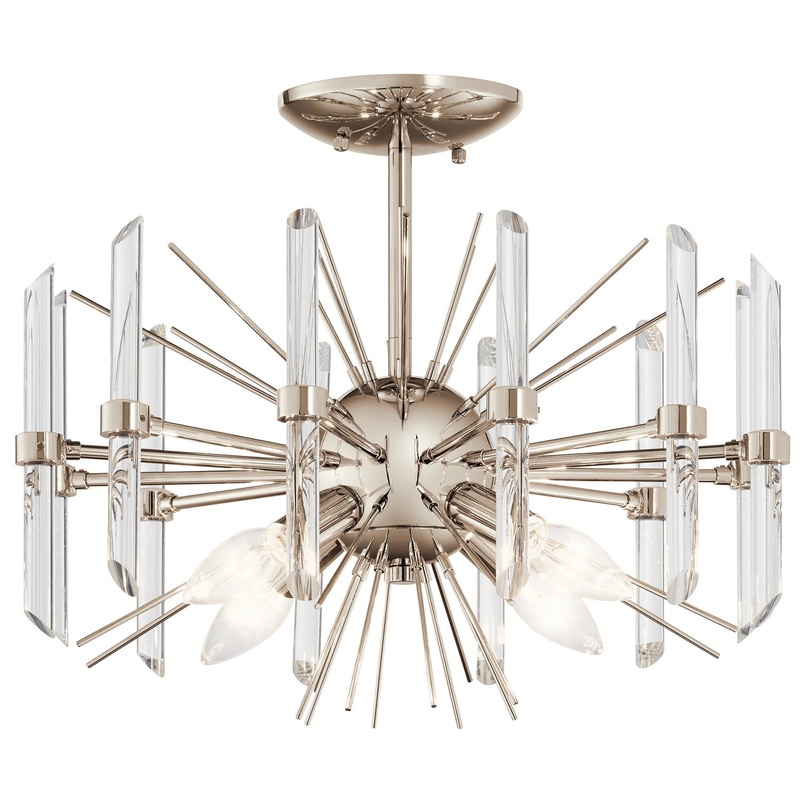 Kichler 44277PN Eris Four Light Semi Flush Mount, Polished Nickel