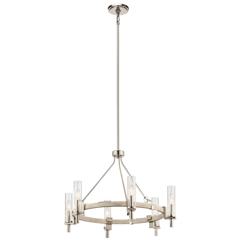 Kichler 44284WWW Telan Six Light Chandelier, White Washed Wood