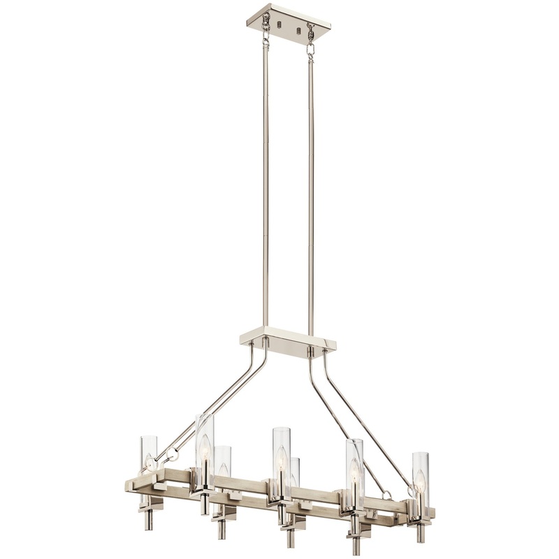 Kichler 44285WWW Telan Eight Light Linear Chandelier, White Washed Wood