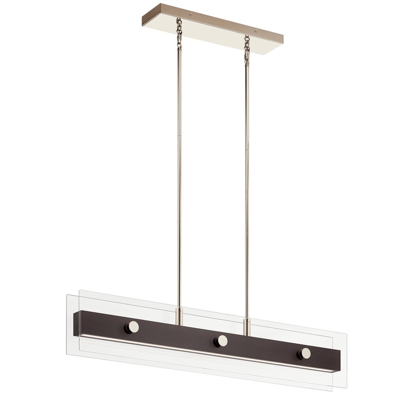 Kichler 44344WNWLED Tig Six Light Linear Chandelier, Walnut Wood (Discontinued)