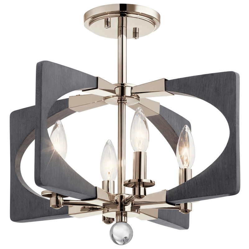Kichler 44363DWG Alscar Four Light Semi Flush Mount, Driftwood Grey (Discontinued)