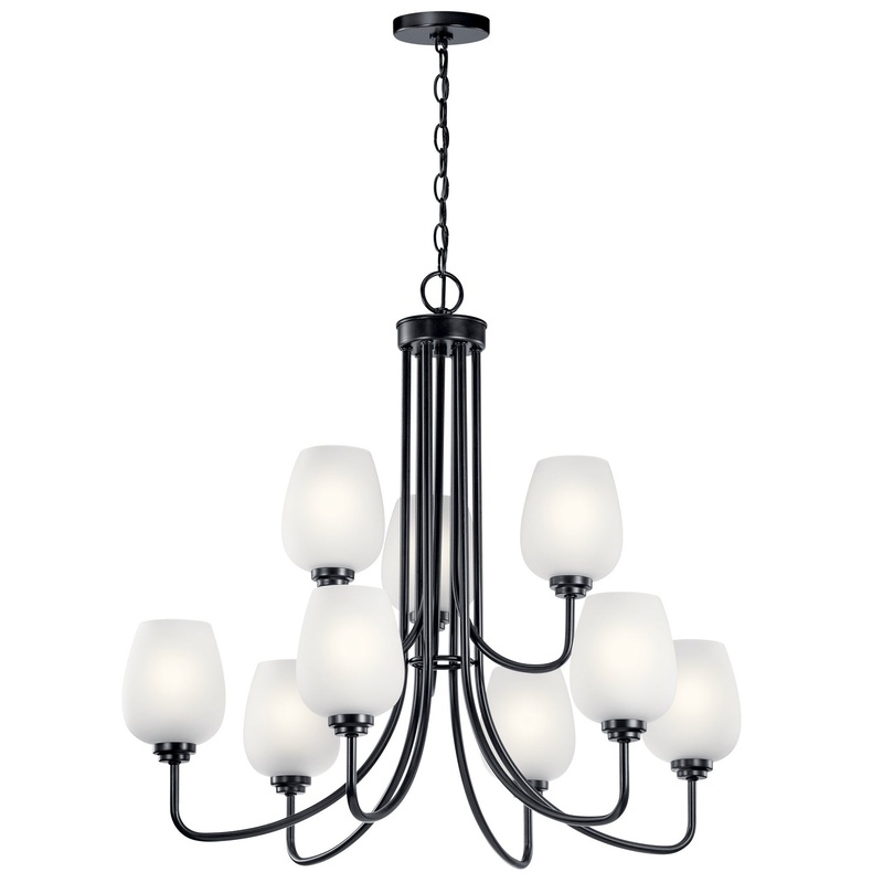 Kichler 44378BK Valserrano Nine Light Chandelier, Black