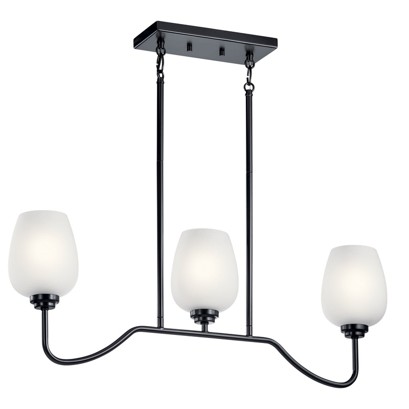 Kichler 44379BK Valserrano Three Light Linear Chandelier, Black