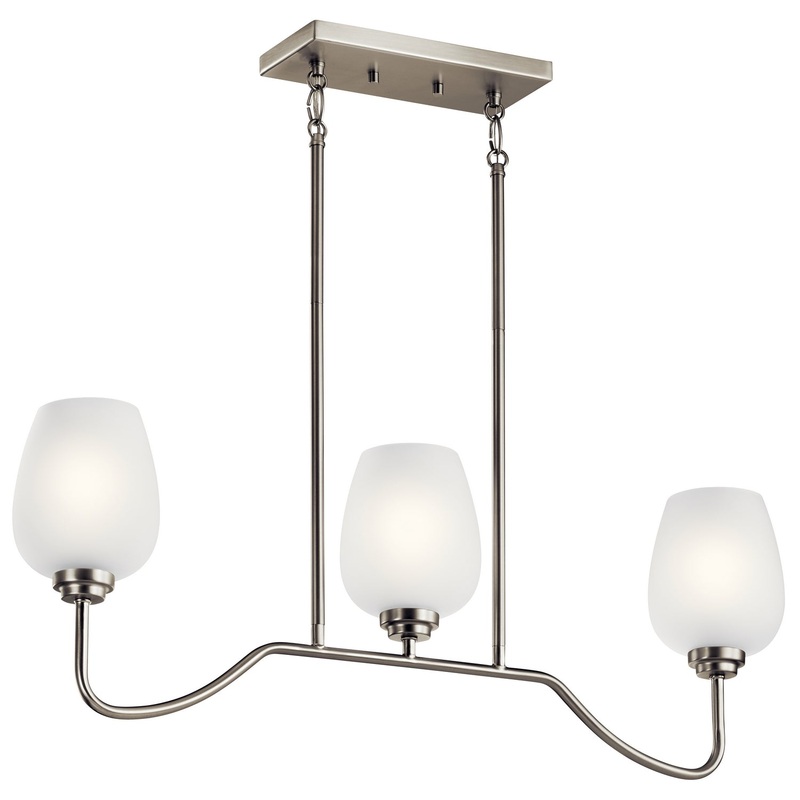 Kichler 44379NI Valserrano Three Light Linear Chandelier, Brushed Nickel