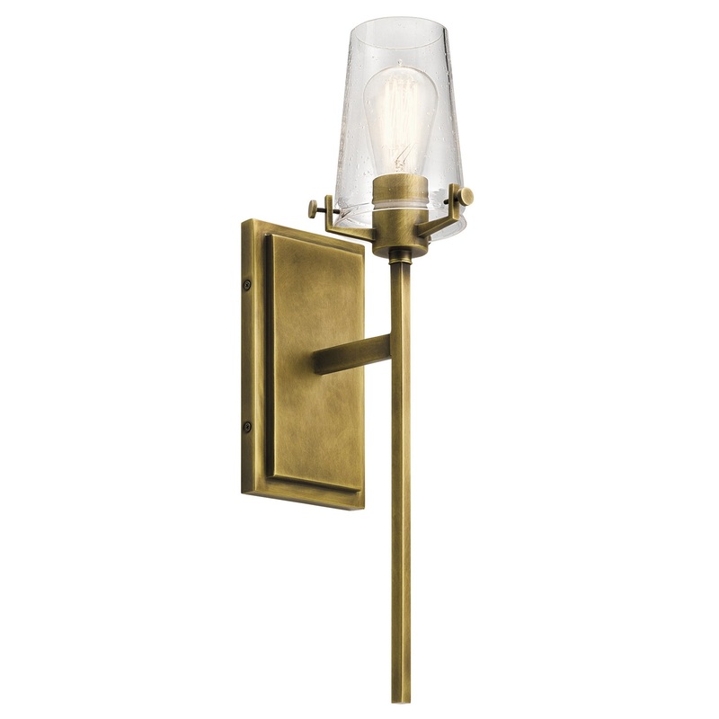 Kichler 45295NBR Alton One Light Wall Sconce, Natural Brass