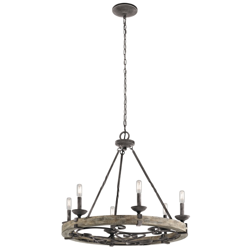 Kichler 43823WZC Taulbee Six Light Chandelier, Weathered Zinc