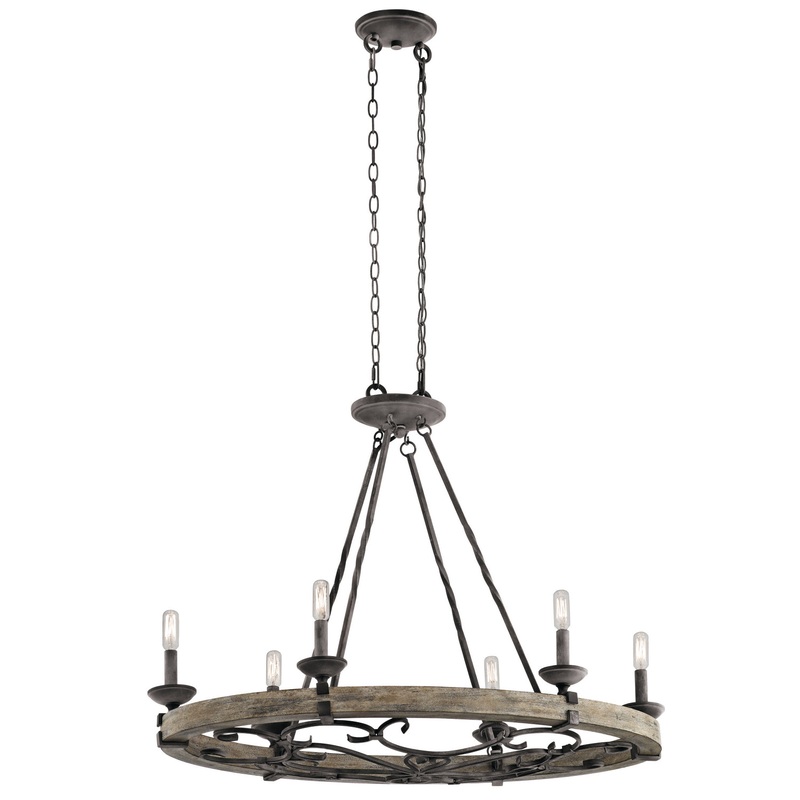 Kichler 43824WZC Taulbee Six Light Pendant, Weathered Zinc