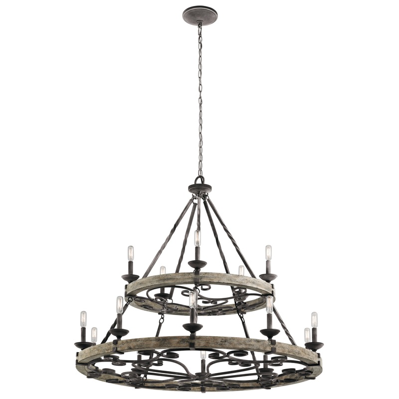 Kichler 43826WZC Taulbee 15 Light Chandelier, Weathered Zinc