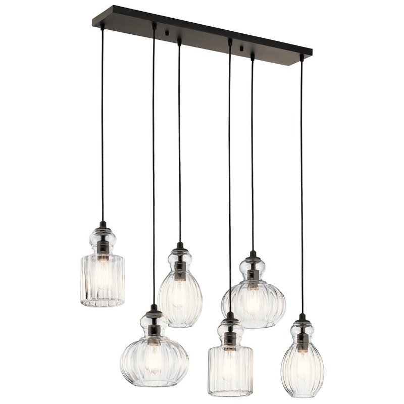 Kichler 43950OZ Riviera Six Light Linear Chandelier, Olde Bronze