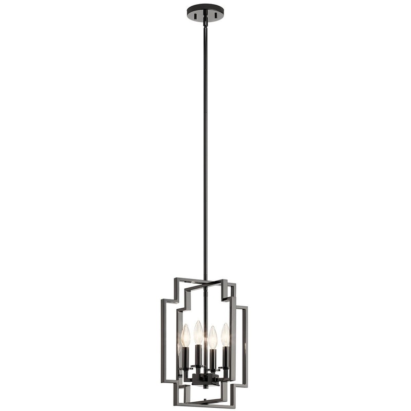 Kichler 43964MCH Downtown Deco Four Light Pendant, Midnight Chrome