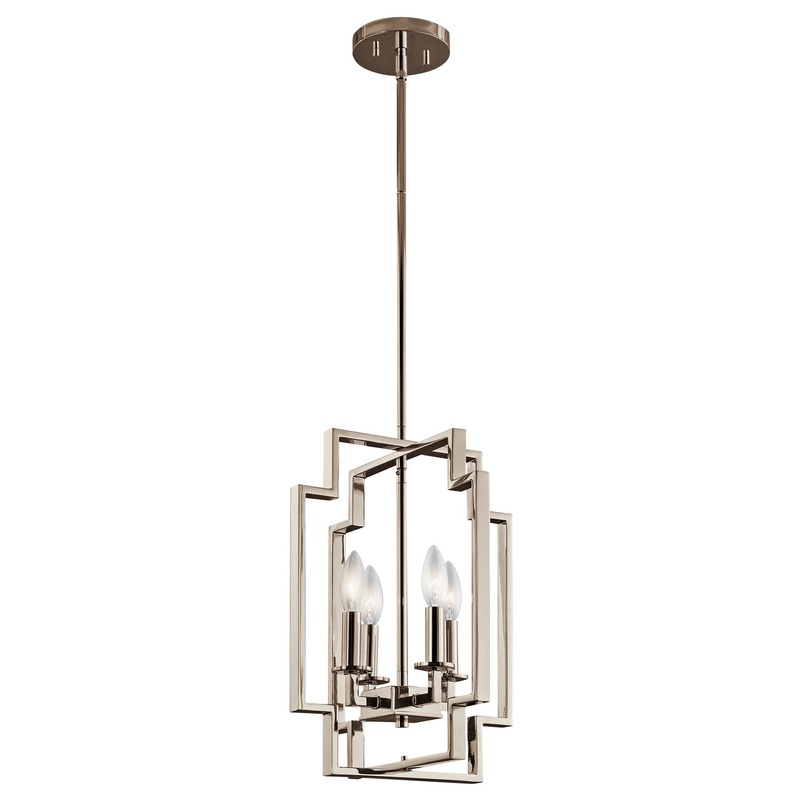 Kichler 43964PN Downtown Deco Four Light Foyer Pendant, Polished Nickel (Discontinued)