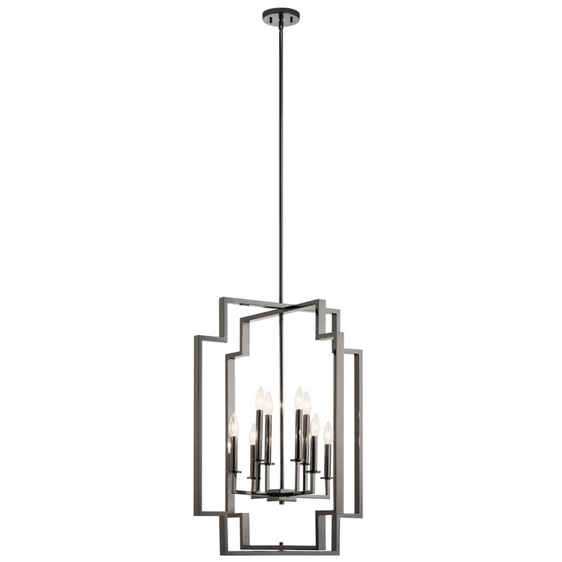 Kichler 43966MCH Downtown Deco Four Light Foyer Chandelier, Midnight Chrome (Discontinued)