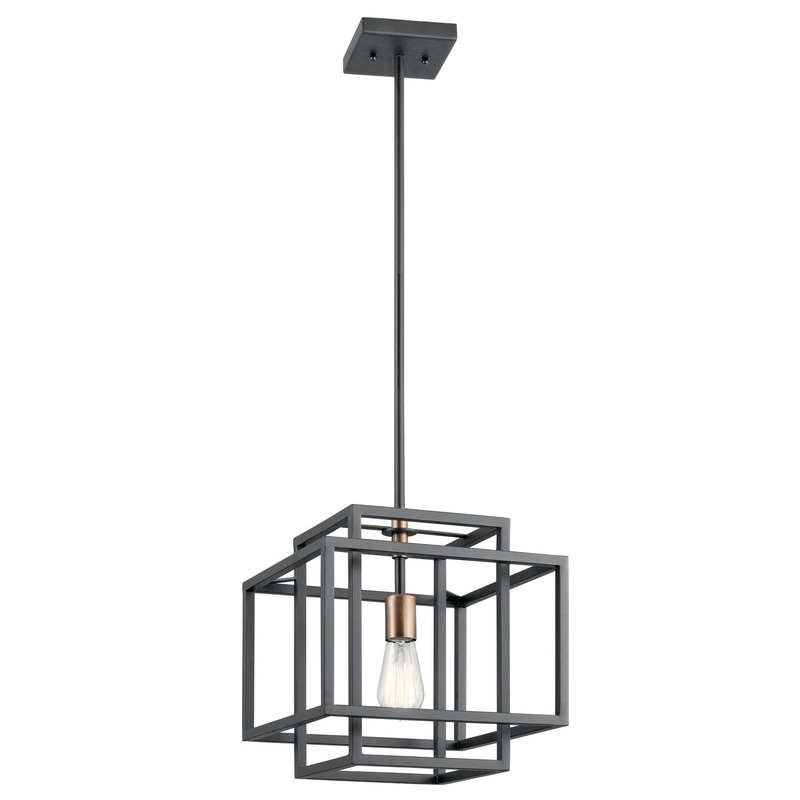 Kichler 43982BK Taubert One Light Pendant, Black
