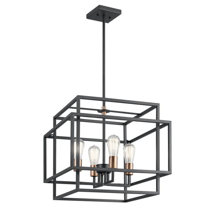 Kichler 43984BK Taubert Four Light Pendant, Black
